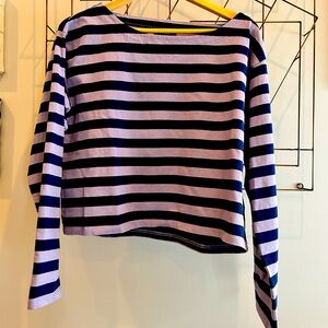 Jcrew Cropped Stripe Cotton Top Size M